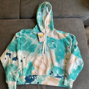 Nike beach blue tie dye cropped hoodie